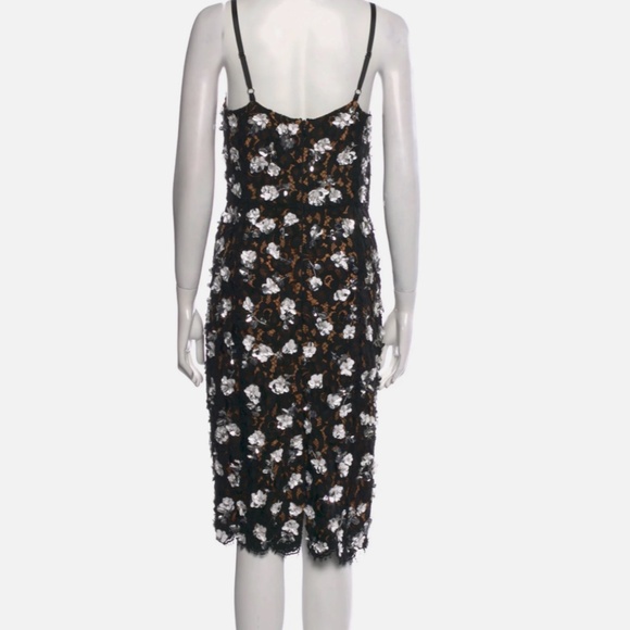 MICHAEL KORS COLLECTION Scattered Rose Embroidered Slip On Cocktail Dress Black - Picture 3 of 7